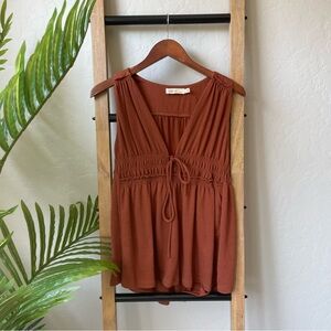 Millibon Boho Rust Sleeveless Peplum Tank Top Size Large